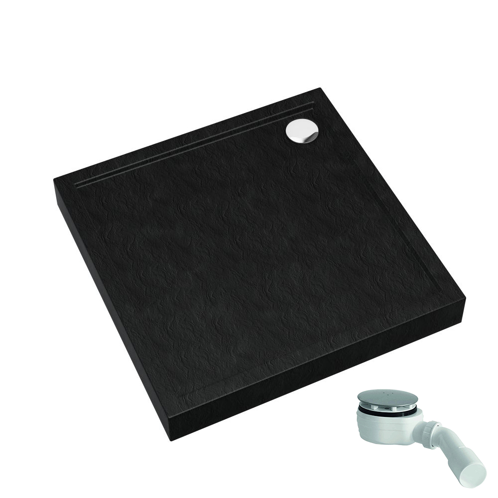 Schedpol Competia New Black Stone štvorcová sprchová vanička 80x80 cm čierna 3.4630/C/ST