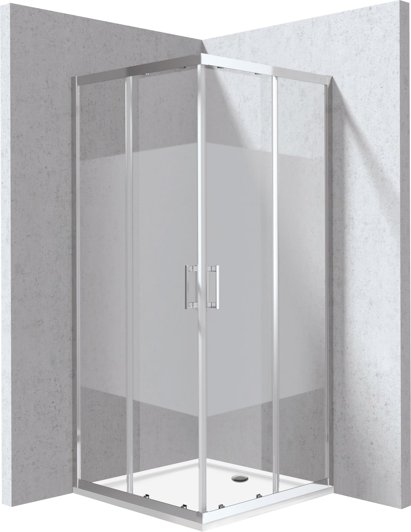 Deante Funkia Evo sprchový kút so sprchovou vaničkou 80x80 cm obdĺžniková chromová lesklé/vzorované sklo KYCP0E88P