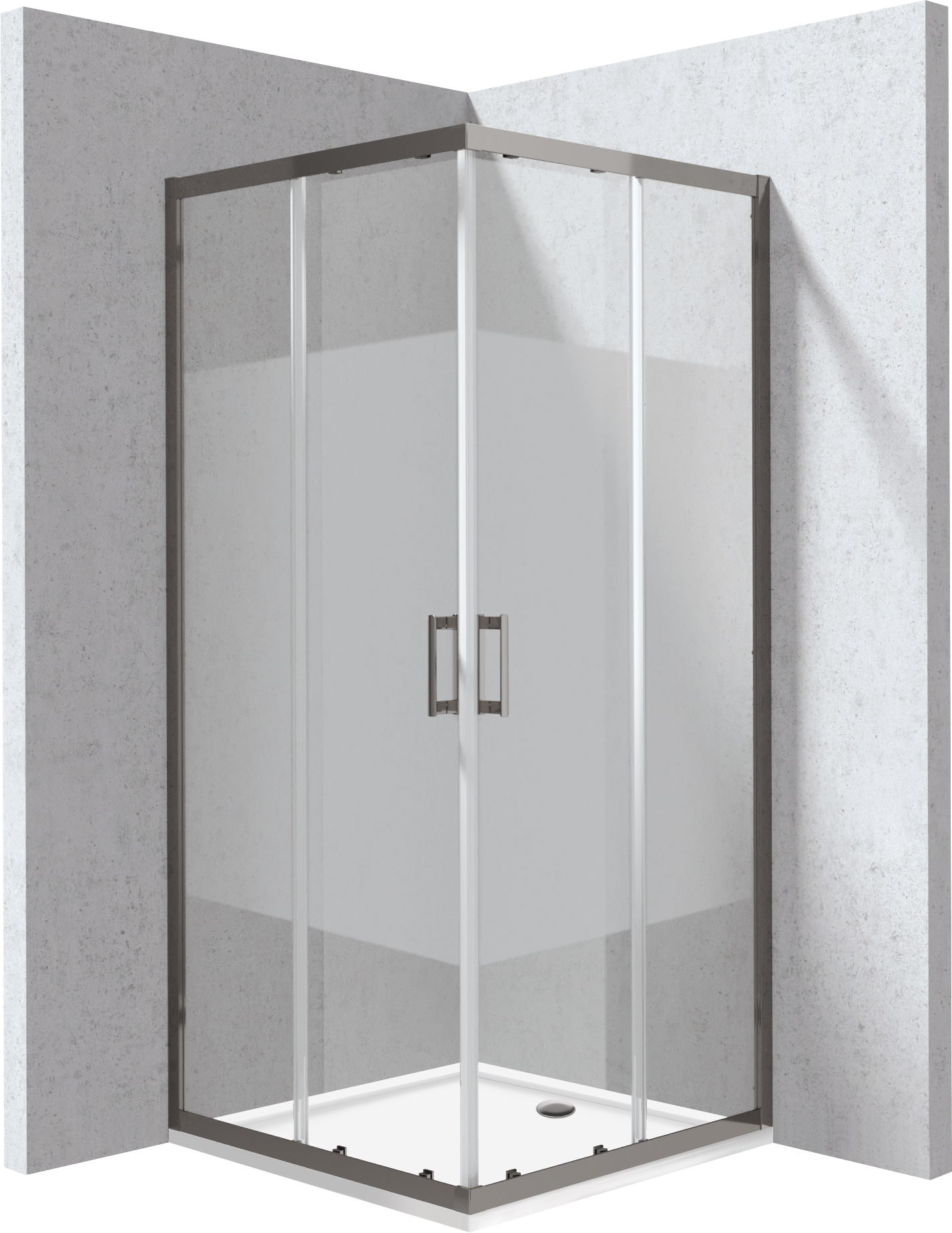 Deante Funkia Evo sprchový kút so sprchovou vaničkou 90x90 cm obdĺžniková grafitová matné/vzorované sklo KYCPDE99P