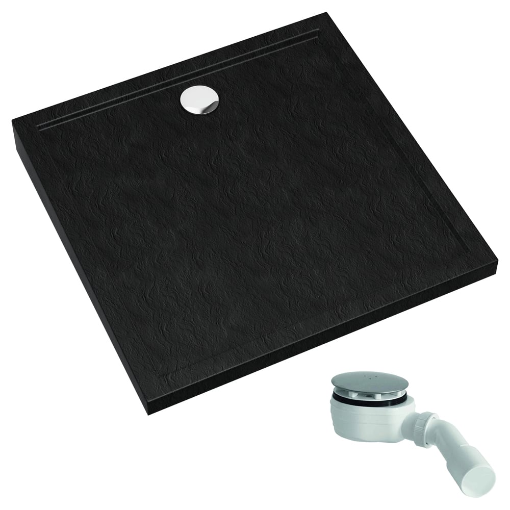 Schedpol Caspar New Black Stone štvorcová sprchová vanička 90x90 cm čierna 3.2831/C/ST