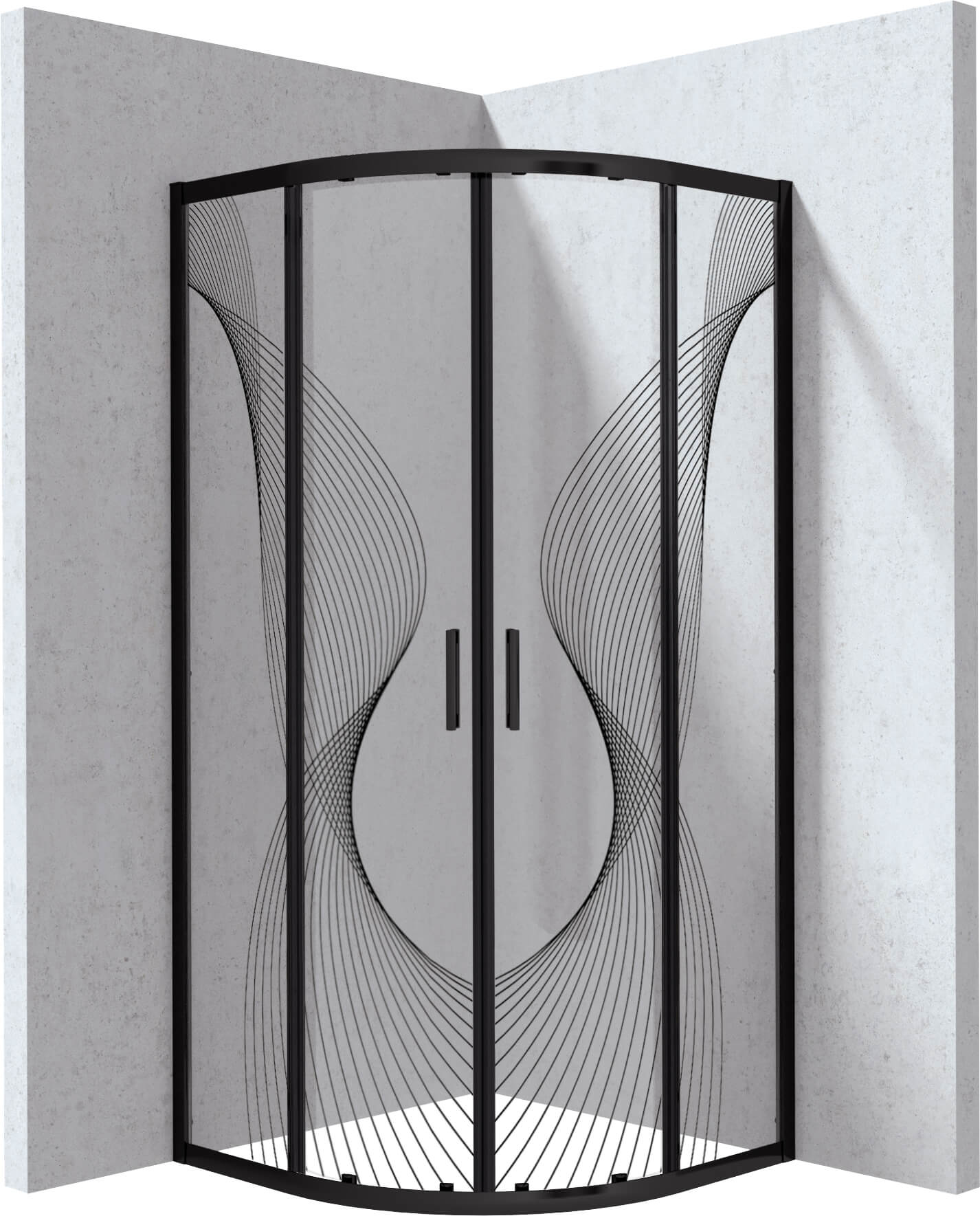 Deante Funkia Evo sprchovací kút 90x90 cm polkruhová čierna matné/vzorované sklo KYPNB99P