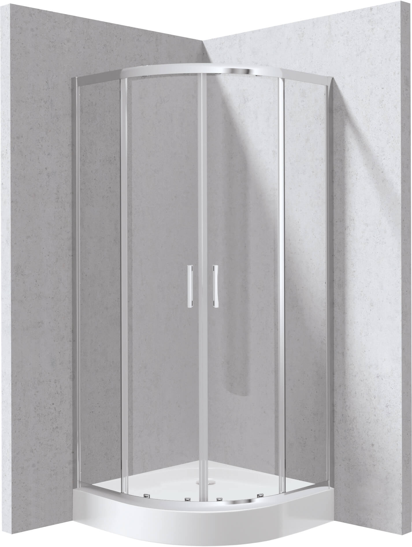 Deante Funkia Evo sprchový kút so sprchovou vaničkou 80x80 cm polkruhová chromová lesklé/priehľadné sklo KYPZ0088P