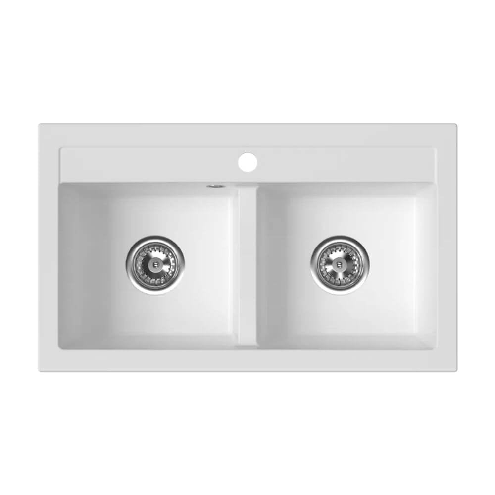 Ferro Stampo granitový drez 75x45 cm biela DRGS2/45/75WH