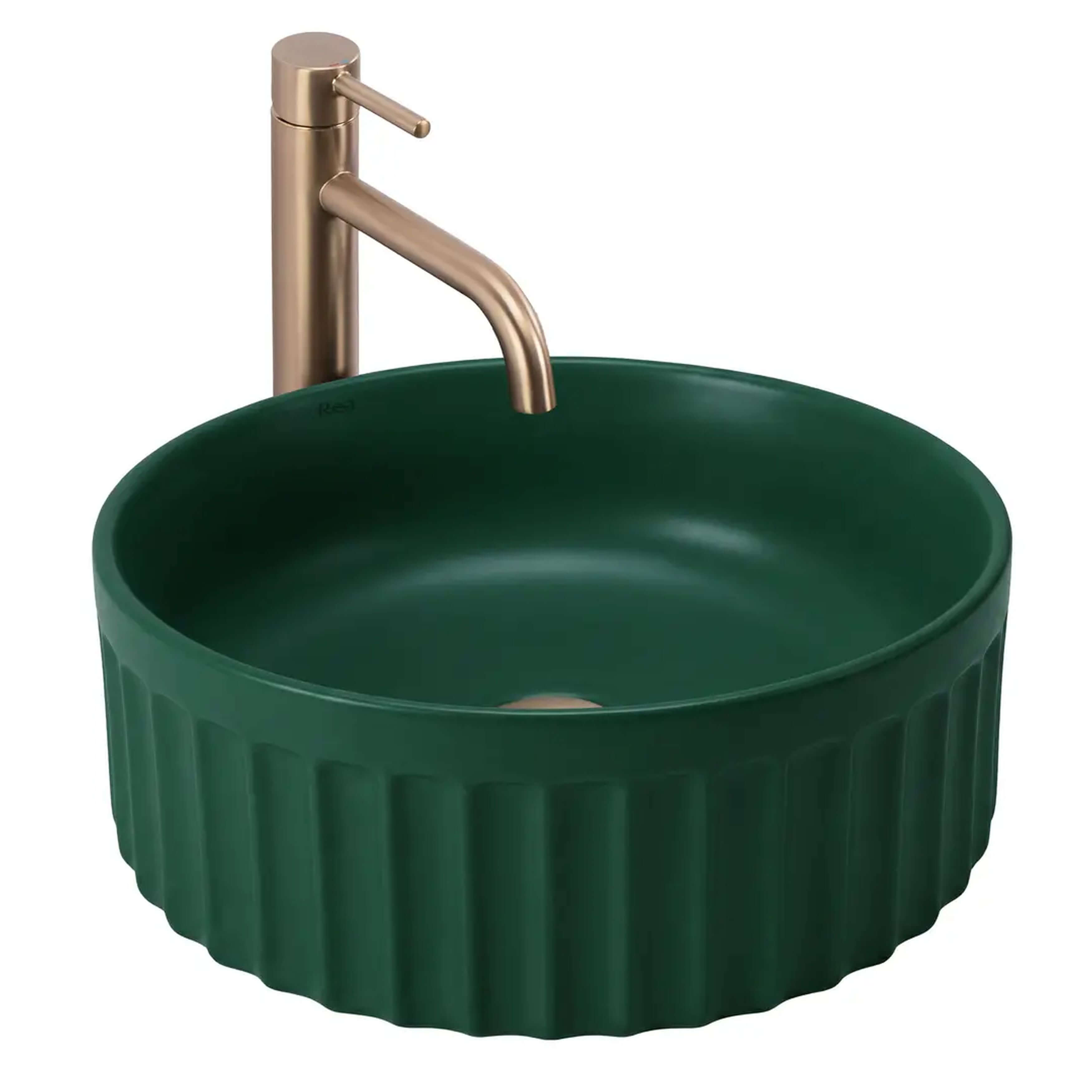 Rea Duo umývadlo 38x38 cm okrúhly pultové umývadlo zelená matná REA-U3605