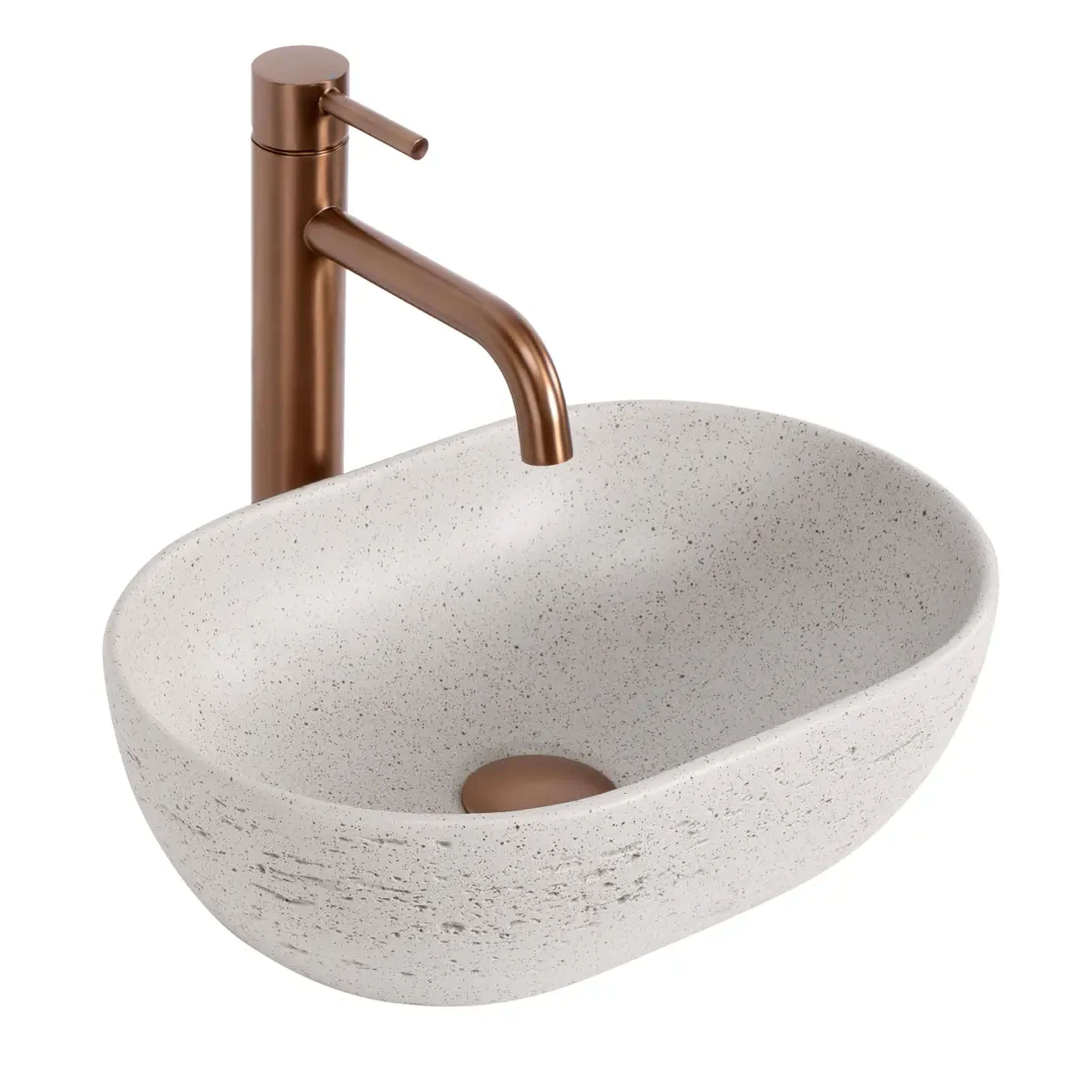 Rea Mira umývadlo 37.5x25.5 cm oválny pultové umývadlo sivá/kamenná-hnedá/béžová matná REA-U3224