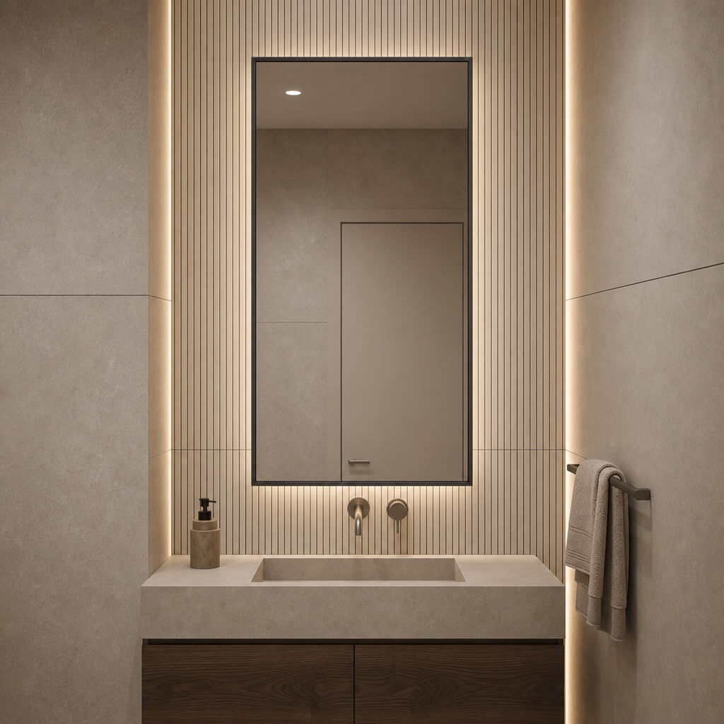 Baltica Design Aluma zrkadlo 50x60 cm odĺžnikový s osvetlením čierna 5904107934112