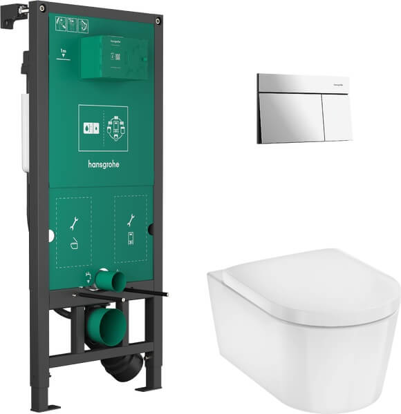 Hansgrohe EluPura S súprava misy so sedadlom a s konštrukciou s tlačidlovým ovládaním 60303000