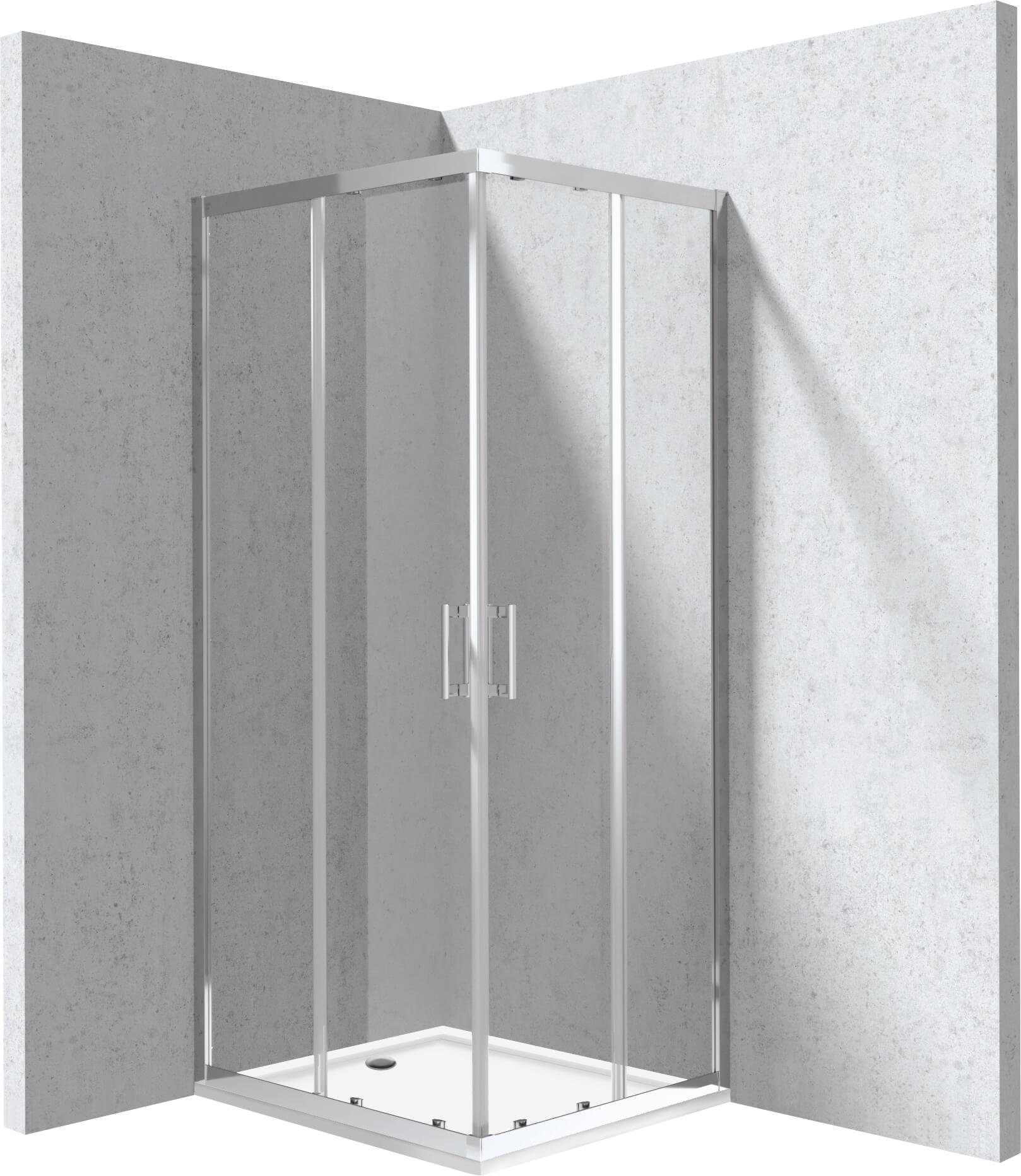 Deante Funkia Evo sprchový kút so sprchovou vaničkou 90x80 cm štvorcová chromová lesklé/priehľadné sklo KYCP0089P
