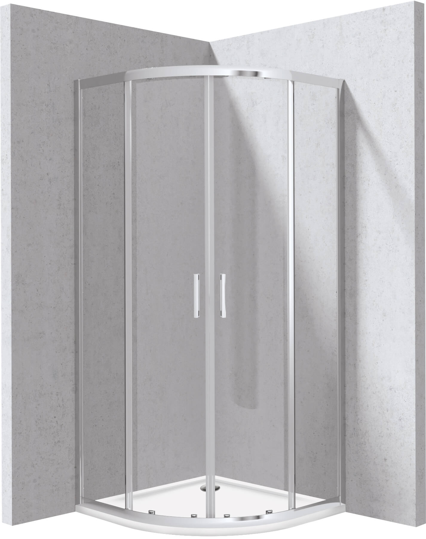Deante Funkia Evo sprchový kút so sprchovou vaničkou 90x90 cm polkruhová chromová lesklé/priehľadné sklo KYPP0099P