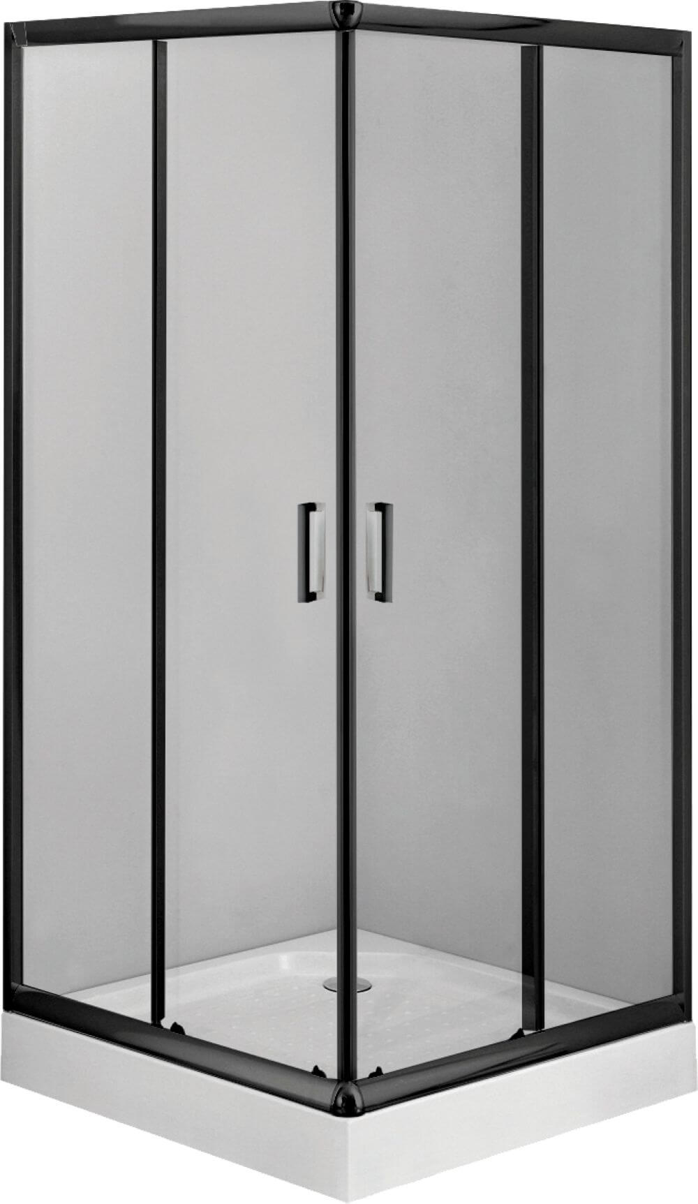 Deante Funkia sprchový kút so sprchovou vaničkou 80x80 cm obdĺžniková čierna matné/priehľadné sklo KDDZN42K