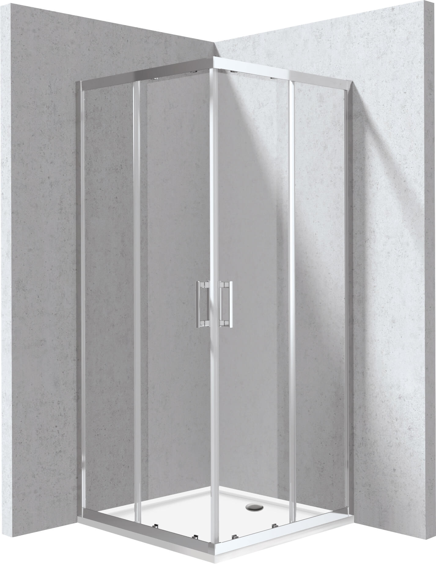 Deante Funkia Evo sprchový kút so sprchovou vaničkou 90x90 cm obdĺžniková chromová lesklé/priehľadné sklo KYCP0099P