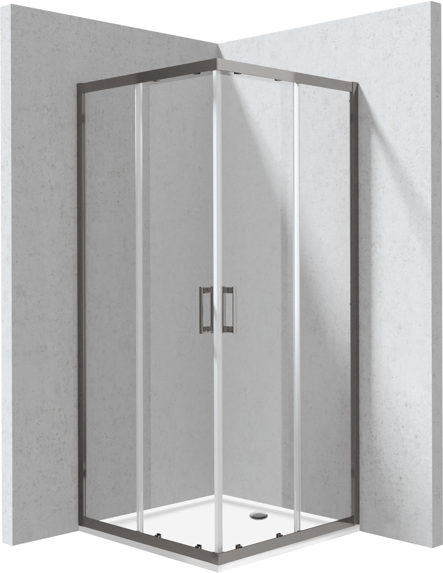 Deante Funkia Evo sprchový kút so sprchovou vaničkou 80x80 cm obdĺžniková grafitová matné/priehľadné sklo KYCPD088P