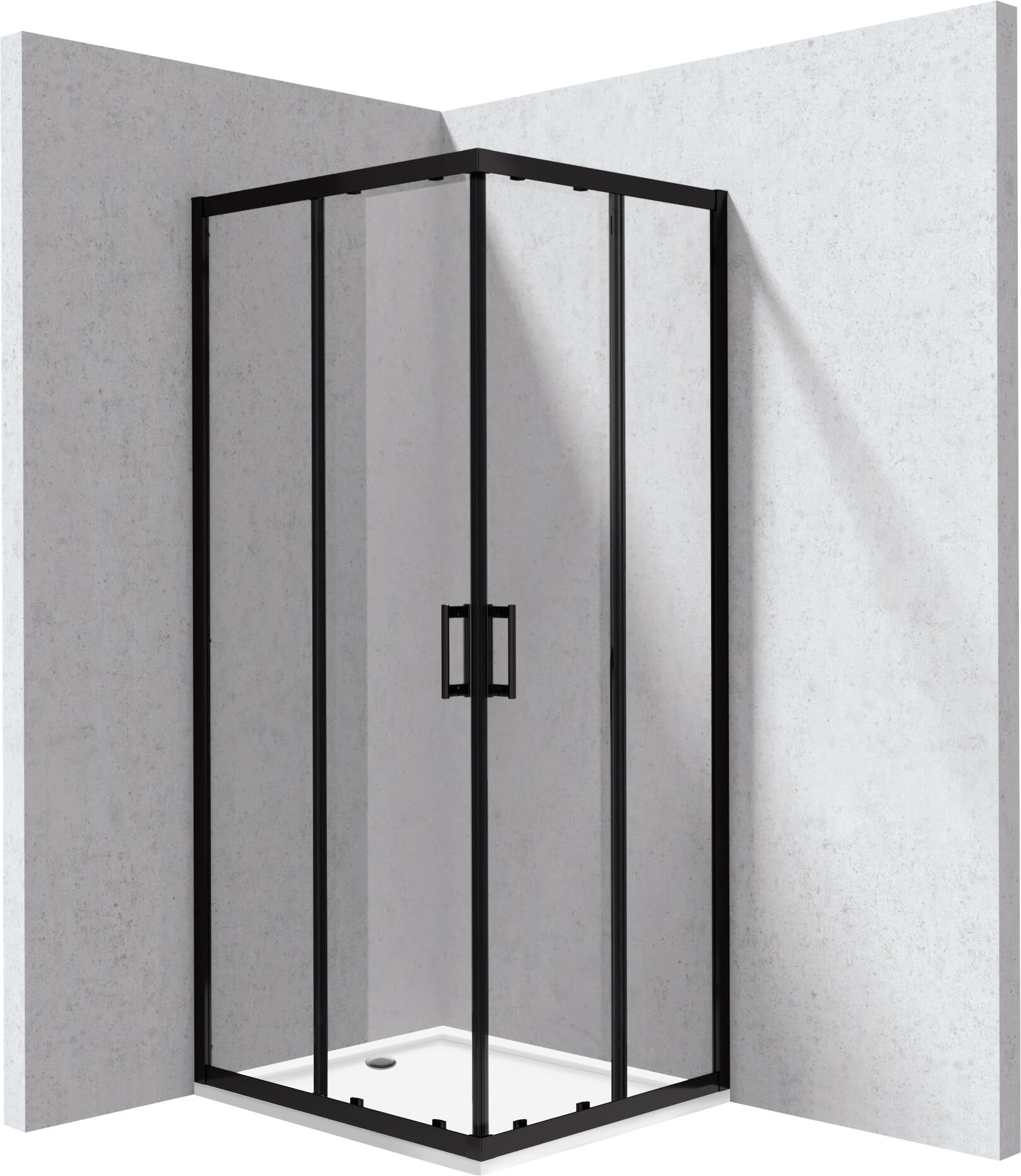 Deante Funkia Evo sprchový kút so sprchovou vaničkou 90x80 cm štvorcová čierna matné/priehľadné sklo KYCPN089P