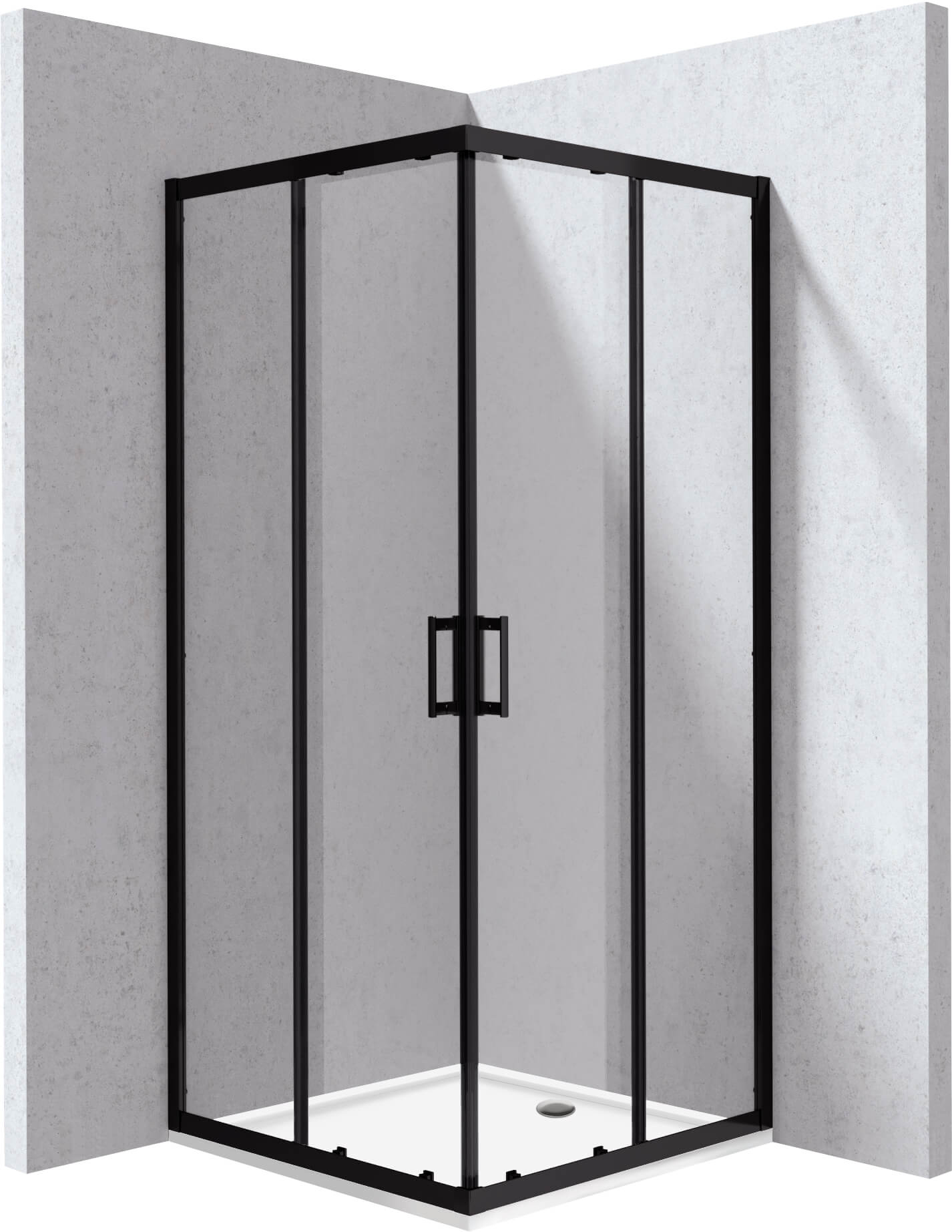 Deante Funkia Evo sprchový kút so sprchovou vaničkou 90x90 cm obdĺžniková čierna matné/priehľadné sklo KYCPN099P
