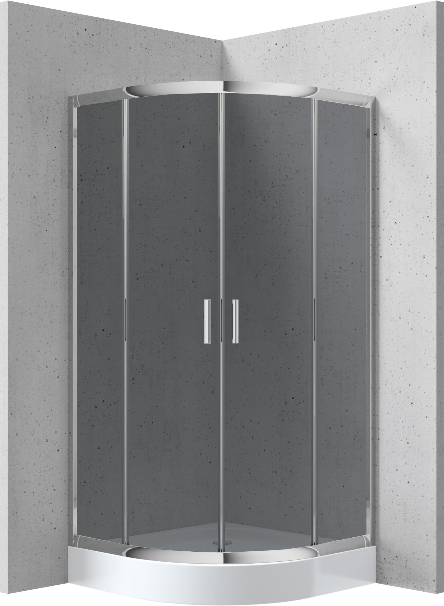 Deante Funkia sprchový kút so sprchovou vaničkou 90x90 cm polkruhová chromová lesklé/sivé sklo KYPZ451K