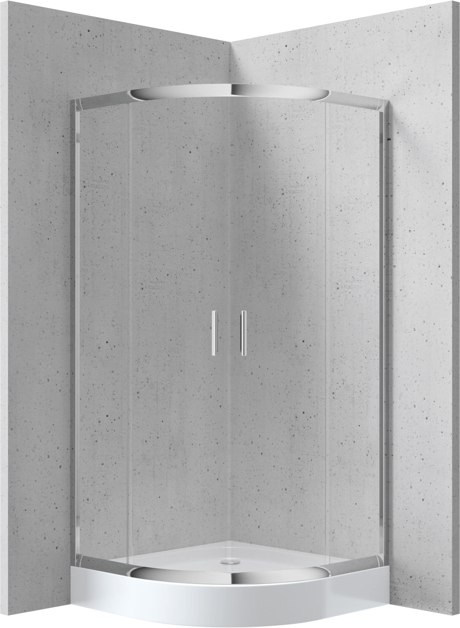 Deante Funkia sprchový kút so sprchovou vaničkou 80x80 cm polkruhová chromová lesklé/priehľadné sklo KYPZ052K