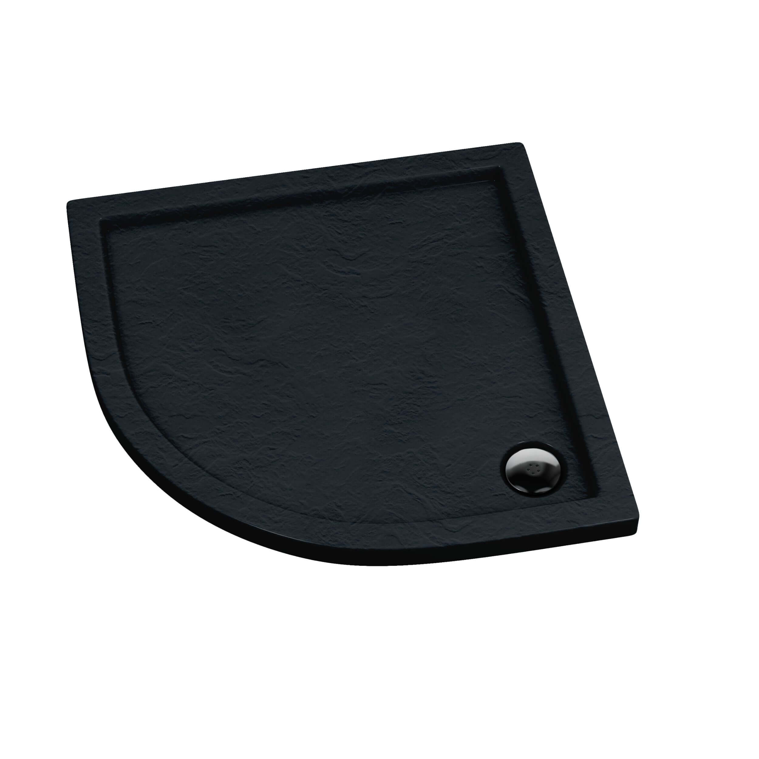 Schedpol Caspar Black Stone polkruhová sprchová vanička 90x90 cm čierna 3.264/C/ST