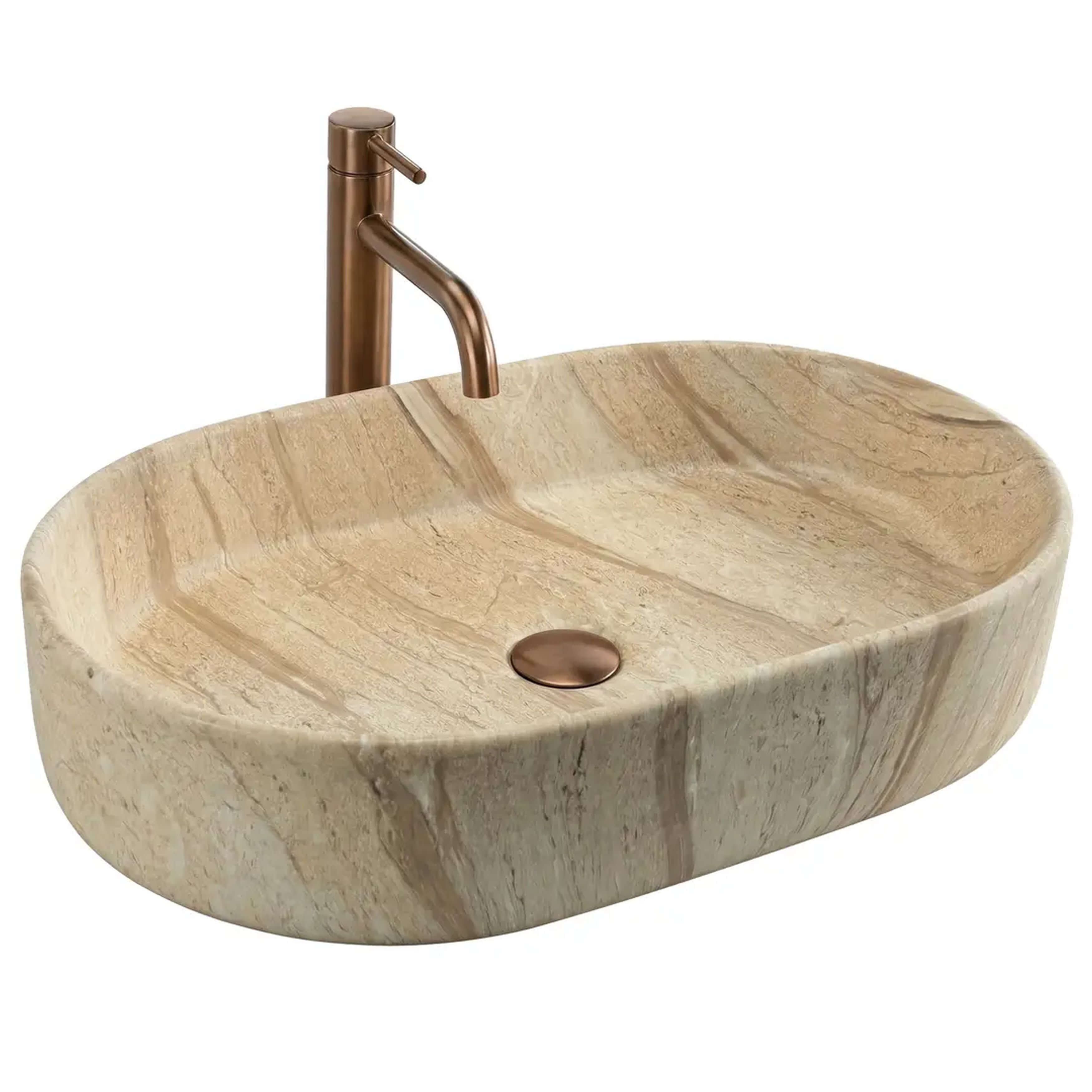 Rea Nadia umývadlo 61x38.5 cm oválny pultové umývadlo hnedá/béžová matná REA-U3526