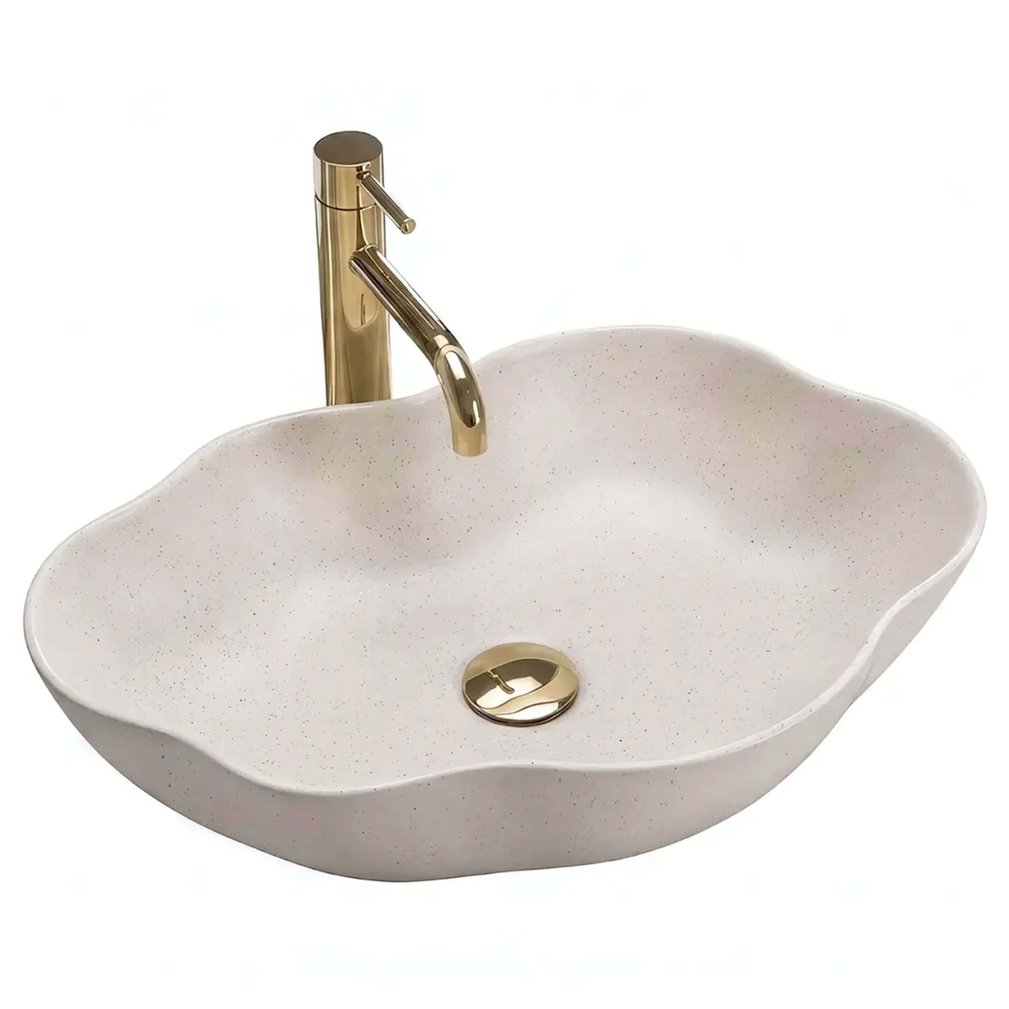 Rea Pearl umývadlo 50.5x38 cm pultové umývadlo hnedá/béžová matná REA-U0617