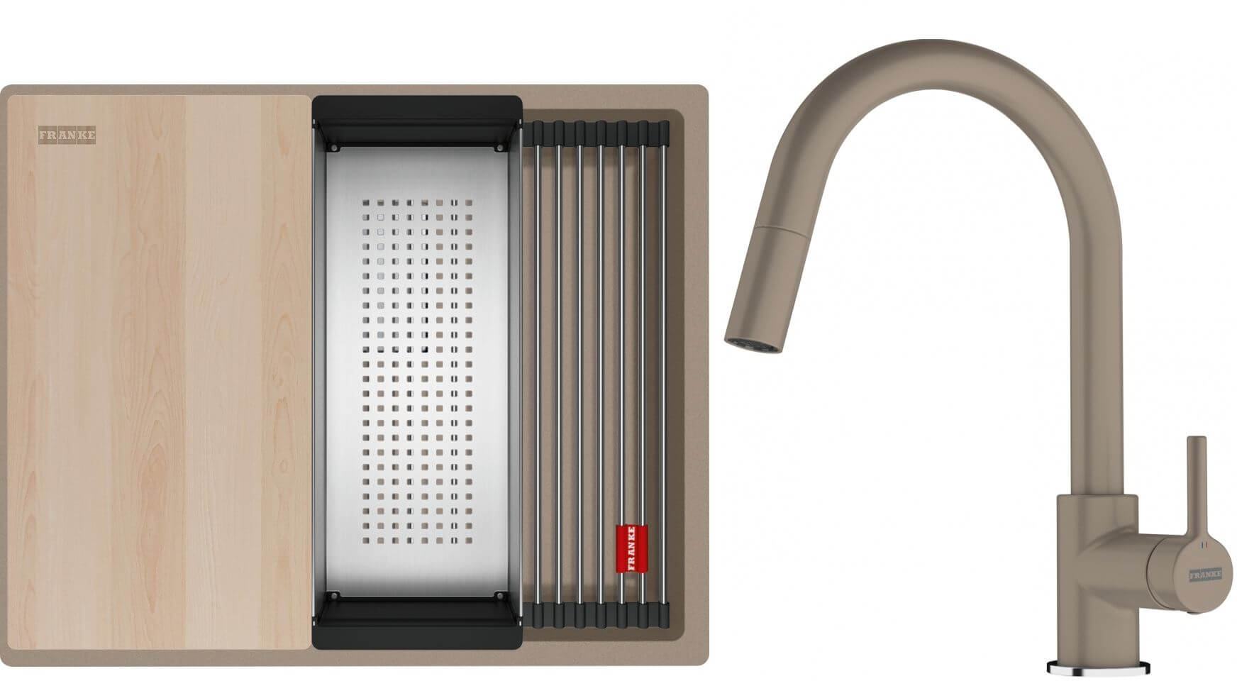 Súprava granitový drez Franke Kanon 125.0749.657, kuchynská batéria Franke Lina 115.0626.084