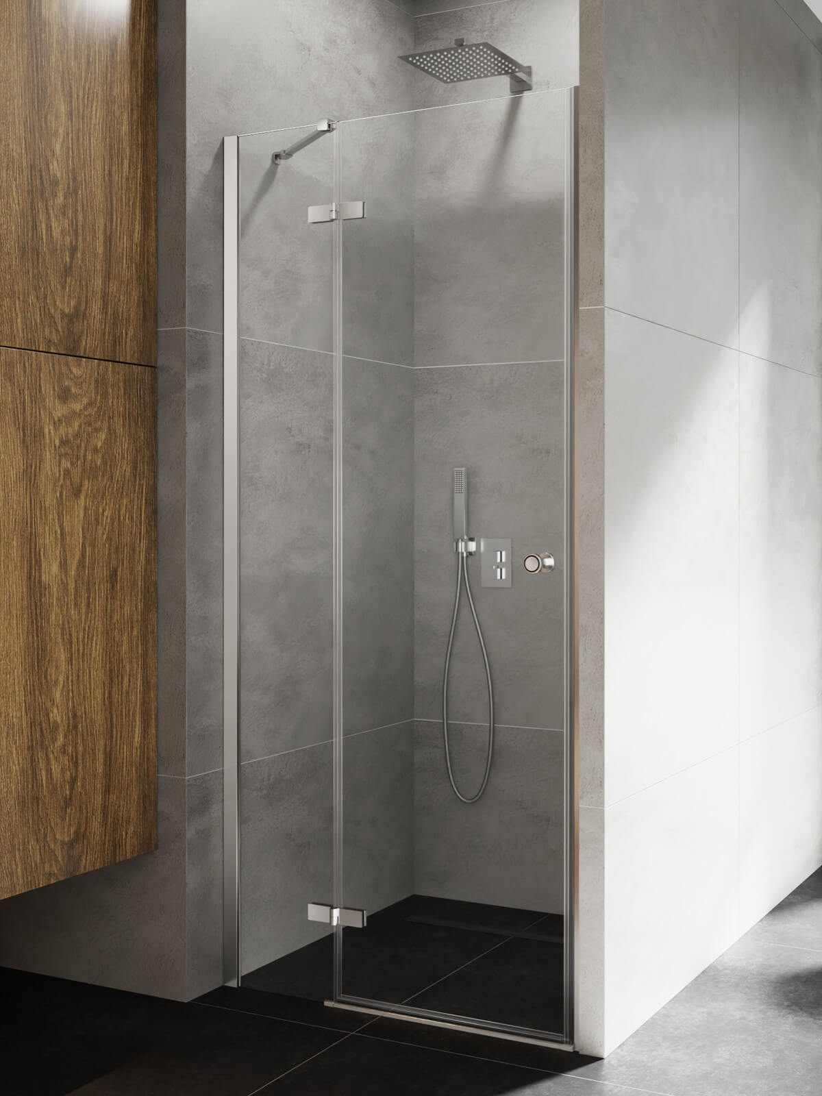 New Trendy Kalibra sprchové dvere 120 cm výklopné chróm lesklá/priehľadné sklo D-1005A