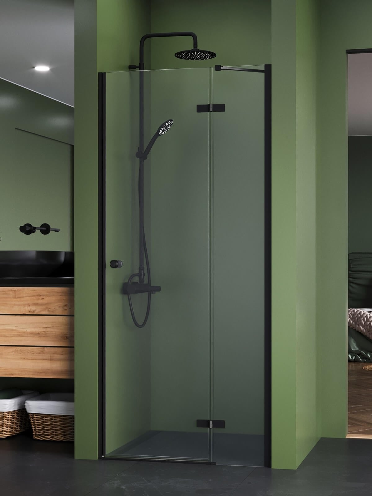 New Trendy Kalibra Black sprchové dvere 120 cm výklopné čierna matná/priehľadné sklo D-1020A