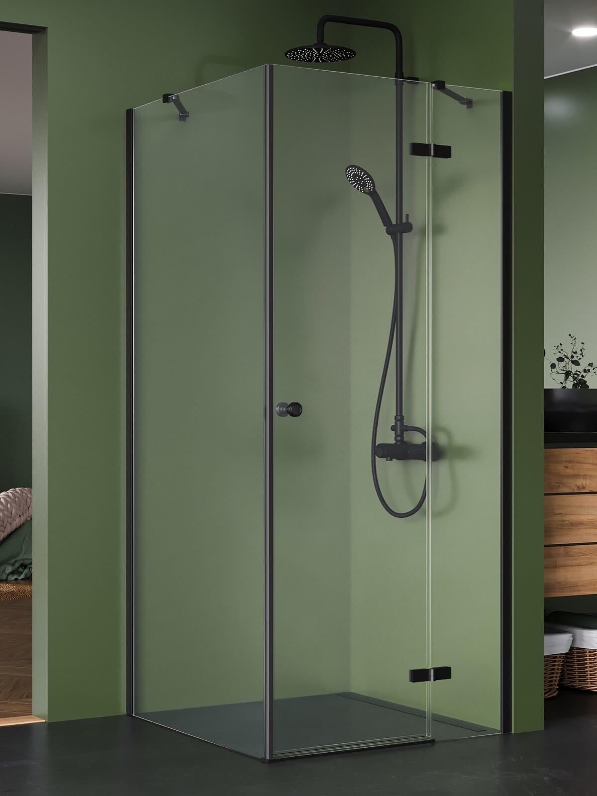 New Trendy Kalibra Black sprchovací kút 90x70 cm štvorcová čierna matné/priehľadné sklo K-5065
