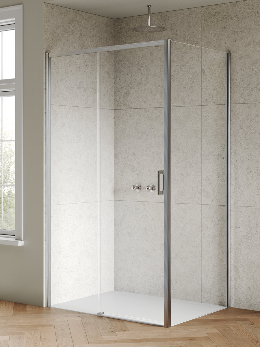 New Trendy Prime Nickel Brushed sprchovací kút 120x100 cm štvorcová niklová brúsené/priehľadné sklo D-1345A/D-0527B