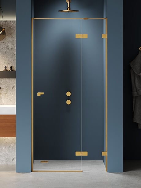 New Trendy Eventa Gold Brushed sprchové dvere 100 cm výklopné zlatá brúsená/priehľadné sklo EXK-8228