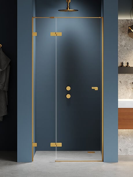 New Trendy Eventa Gold Brushed sprchové dvere 120 cm výklopné zlatá brúsená/priehľadné sklo EXK-8231