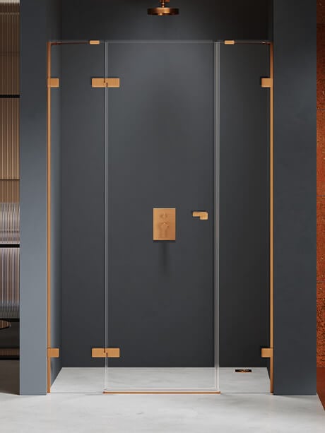 New Trendy Eventa Copper Brushed sprchové dvere 130 cm výklopné medená brúsená/priehľadné sklo EXK-8002