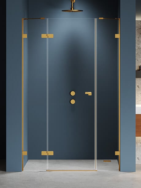 New Trendy Eventa Gold Brushed sprchové dvere 150 cm výklopné zlatá brúsená/priehľadné sklo EXK-8237