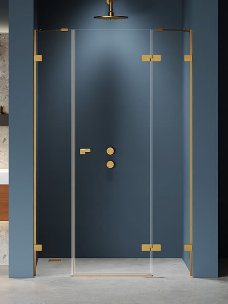 New Trendy Eventa Gold Brushed sprchové dvere 150 cm výklopné zlatá brúsená/priehľadné sklo EXK-8238