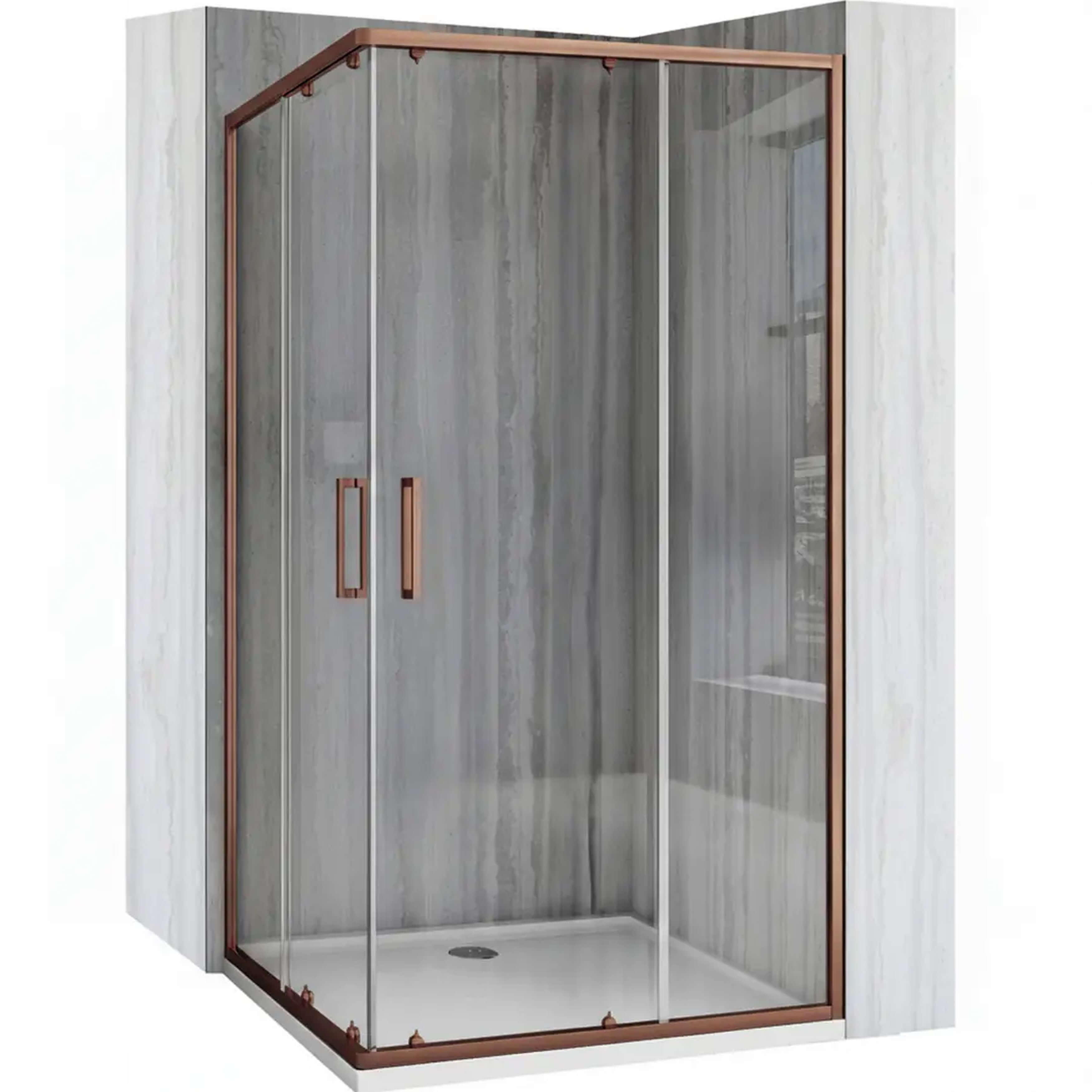 Rea City sprchovací kút 90x90 cm štvorcová medená /priehľadné sklo REA-K6984