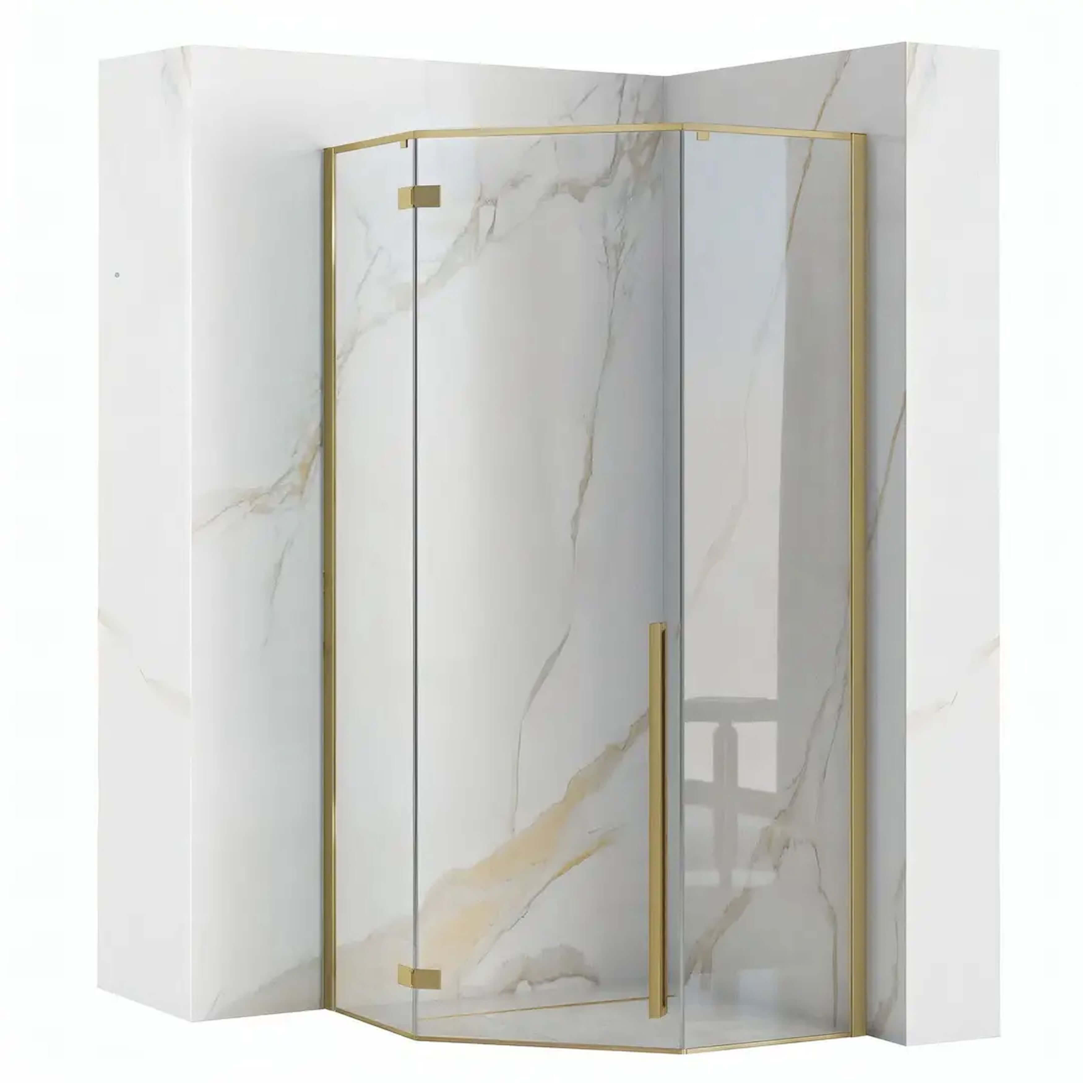 Rea Diamond sprchovací kút 100x100 cm zlatá brúsené/priehľadné sklo REA-K5684
