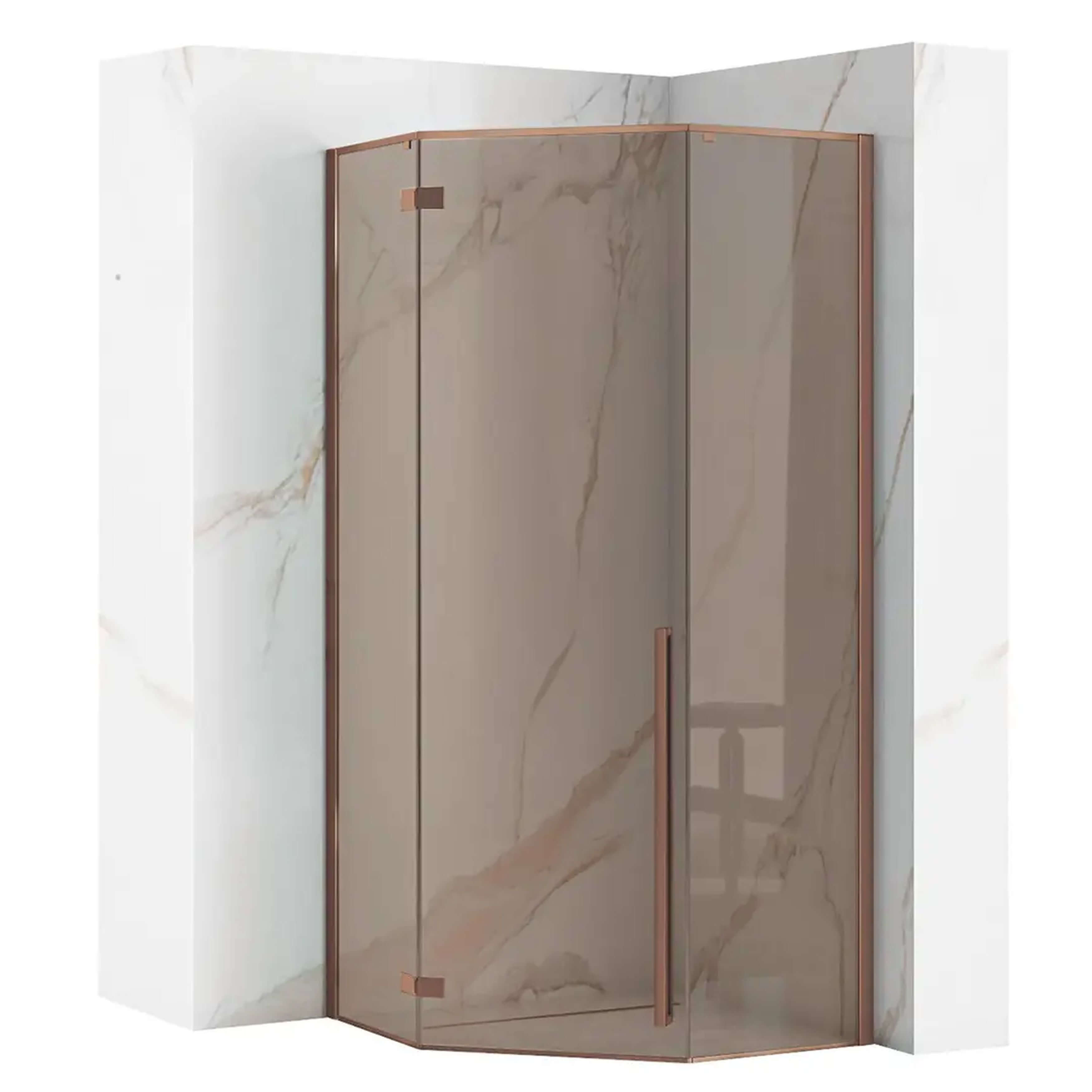 Rea Diamond sprchovací kút 90x90 cm medená brúsené/hnedé sklo REA-K6966