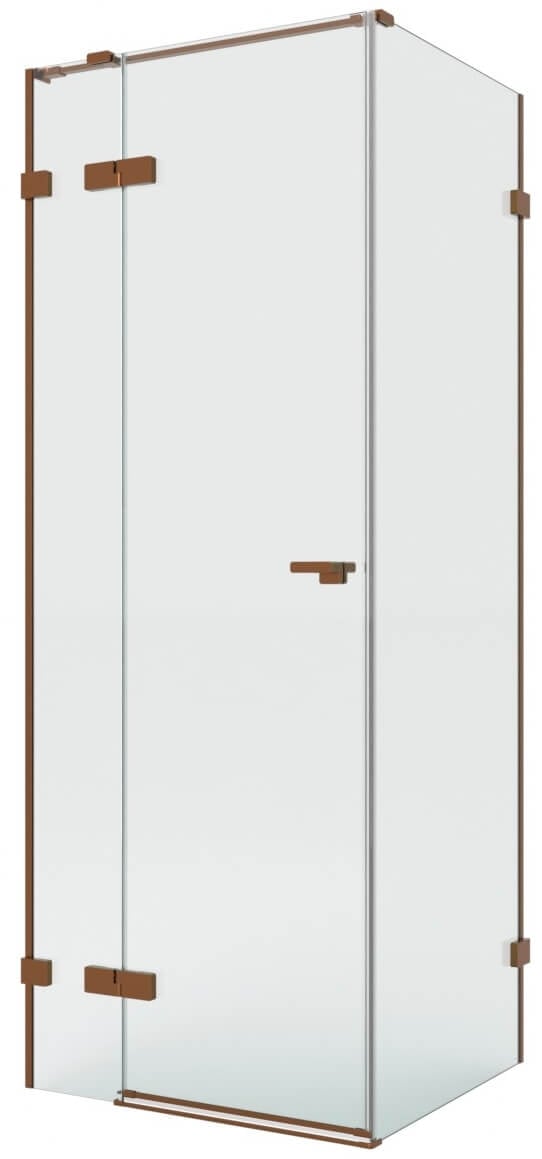 New Trendy Eventa Copper Brushed sprchovací kút 120x100 cm štvorcová medená brúsené/priehľadné sklo EXK-8035