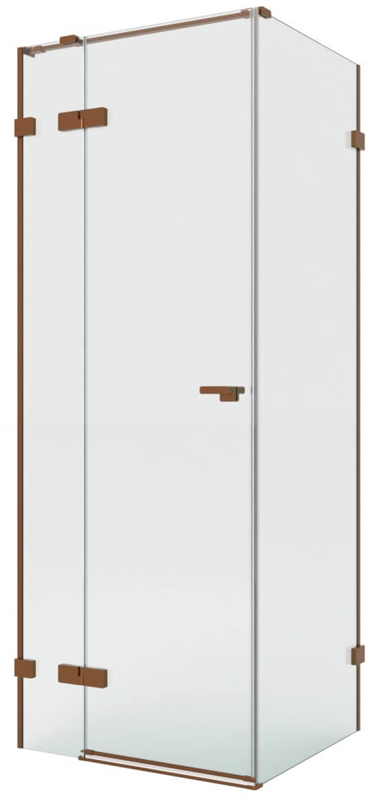 New Trendy Eventa Copper Brushed sprchovací kút 120x110 cm štvorcová medená brúsené/priehľadné sklo EXK-8036