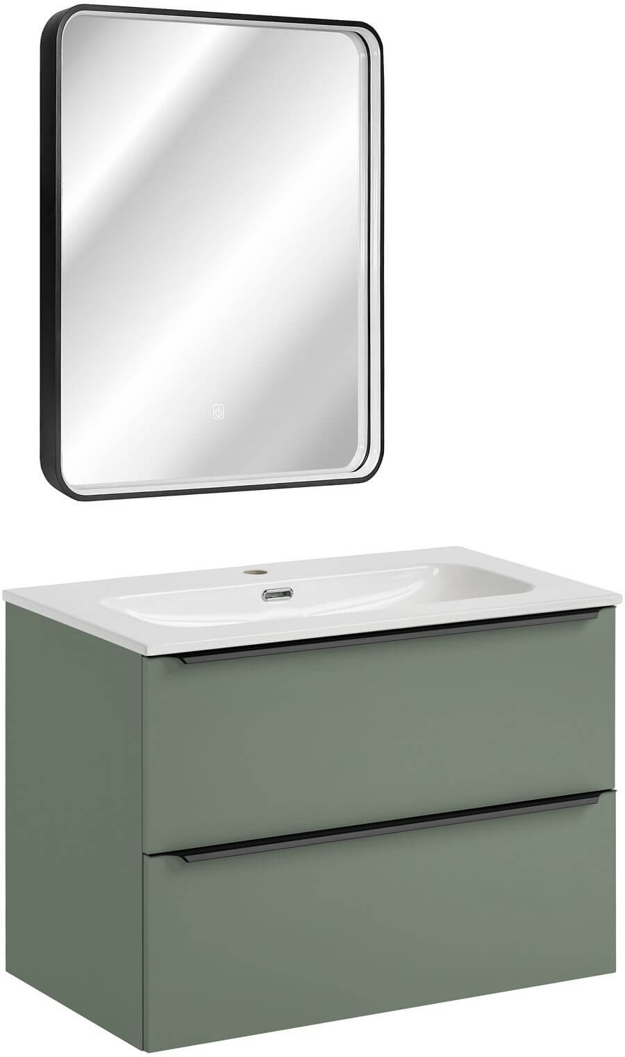 Súprava skrinka Comad Sombra Green SOMBRA GREEN 82-80-46-2S, zrkadlo Comad Vega VEGA LU LED 65, FLY WHITE GLOSS UM 80-46 DP ( E-8073-80 )