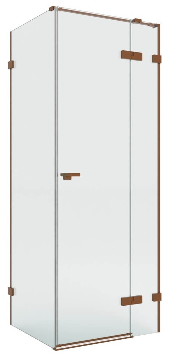 New Trendy Eventa Copper Brushed sprchovací kút 110x100 cm štvorcová medená brúsené/priehľadné sklo EXK-8054