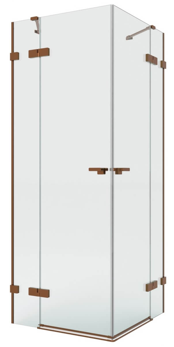 New Trendy Eventa Copper Brushed sprchovací kút 80x80 cm obdĺžniková medená brúsené/priehľadné sklo EXK-8068