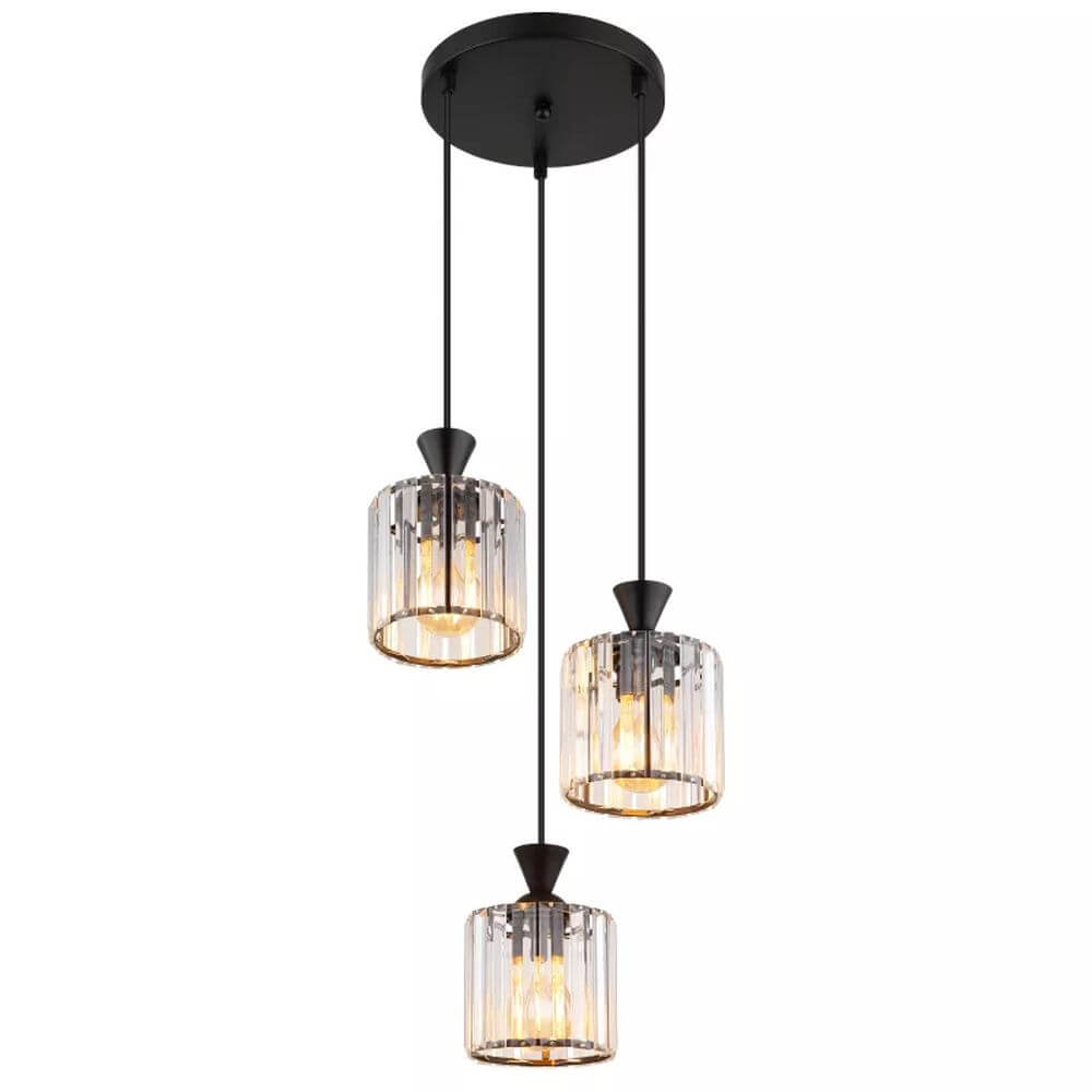 Globo Lighting Jordana závesné svietidlo 3x60 W čierna-priehľadná 15742-3