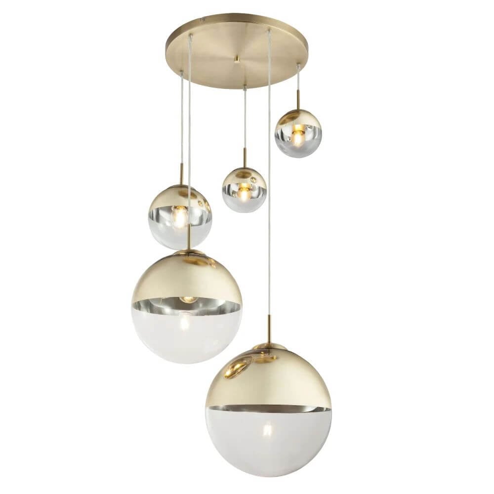 Globo Lighting Varus závesné svietidlo 5x40 W priehľadná-zlatá 15855-5