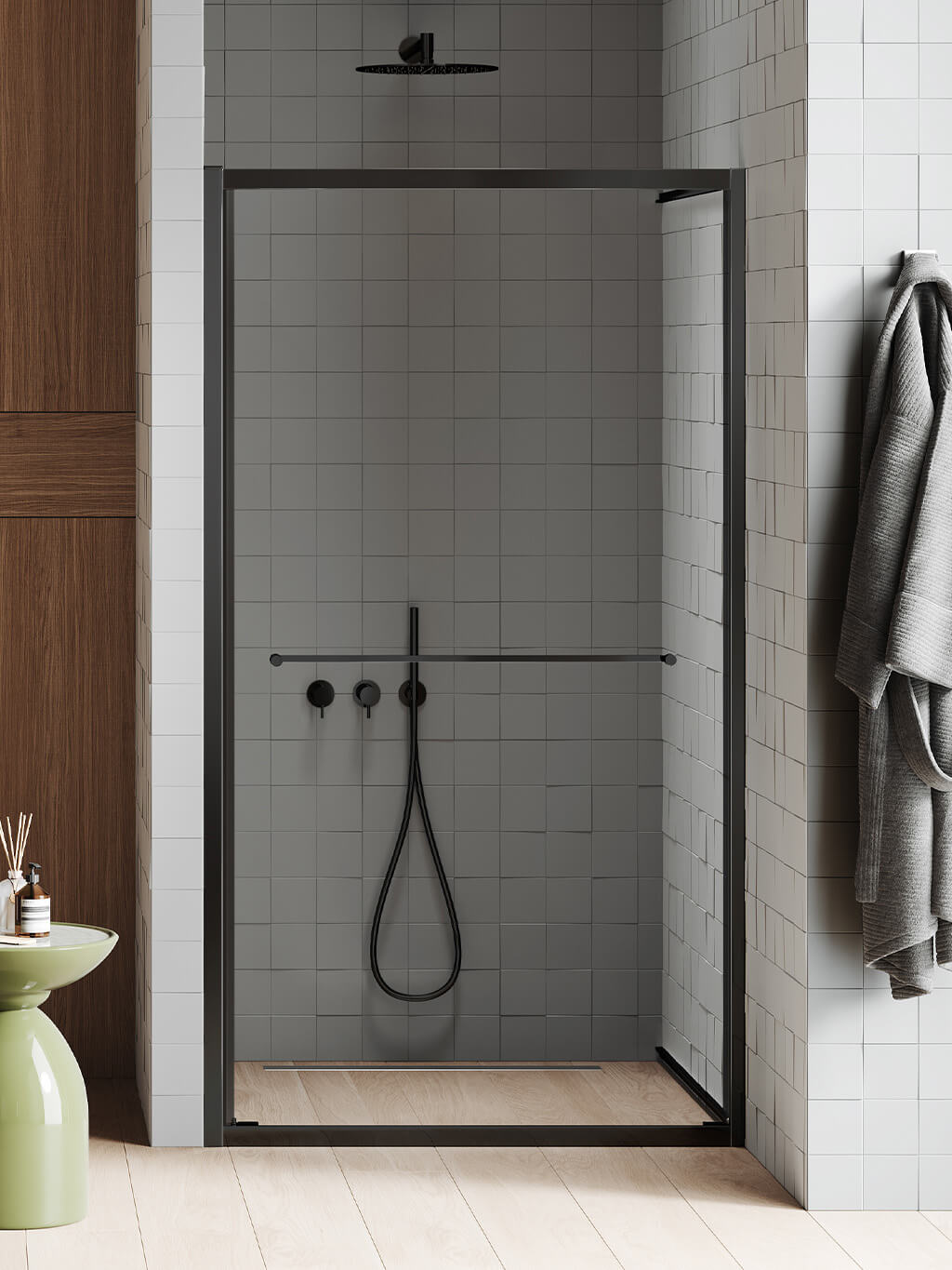 New Trendy New Varia sprchové dvere 80 cm posuvné čierna matná/priehľadné sklo D-1367A
