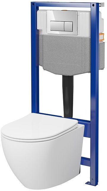 Cersanit Essentials súprava misy so sedadlom a s konštrukciou s tlačidlovým ovládaním S4003-049