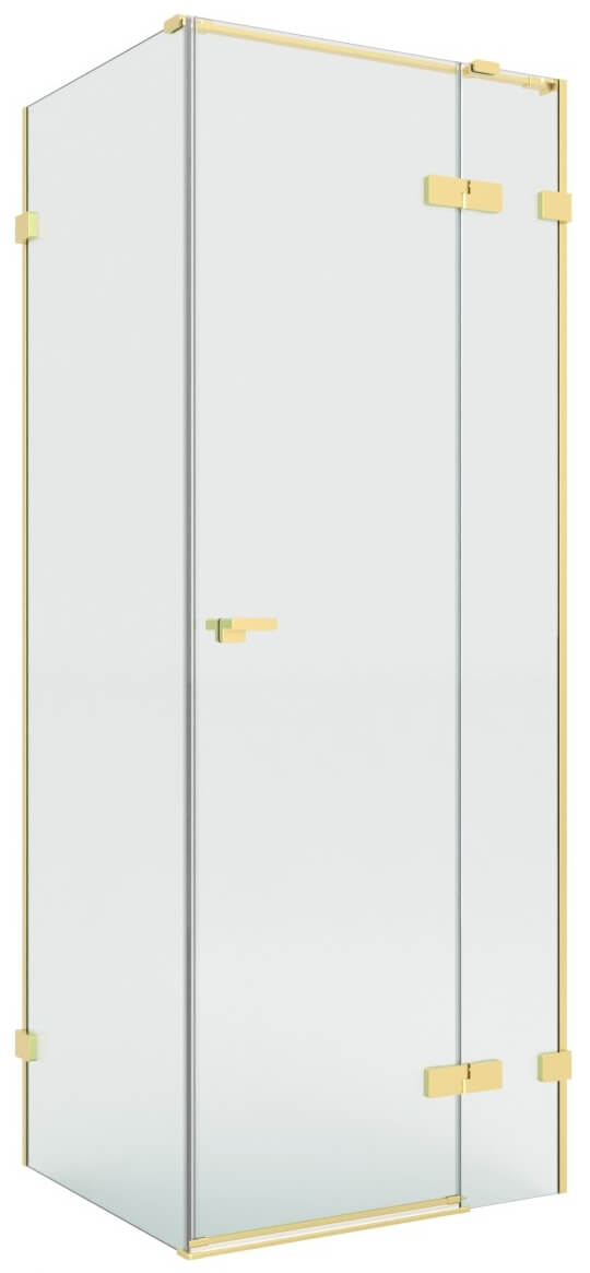 New Trendy Eventa Gold Brushed sprchovací kút 120x120 cm obdĺžniková zlatá brúsené/priehľadné sklo EXK-8300