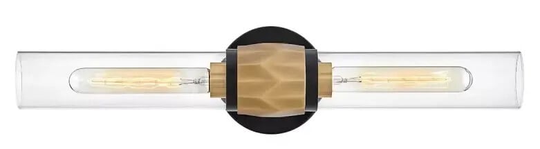 Elstead Lighting Ellison nástenná lampa 2x40 W čierna-mosadzná-priehľadná HK-ELLISON2-BK-HB