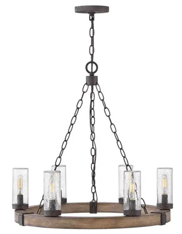 Elstead Lighting Sawyer závesné svietidlo 6x40 W drevená-železná HK-SAWYER6-SQ