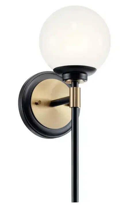 Elstead Lighting Benno nástenná lampa 1x3 W čierna-hnedá-opálová KL-BENNO1-BK-CPZ