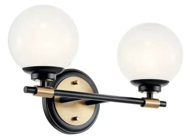 Elstead Lighting Benno nástenná lampa 2x3 W čierna-hnedá-opálová KL-BENNO2-BK-CPZ